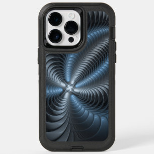 Plastic Blue Gray 3D Fractal Art Modern Abstract OtterBox iPhone 14 Pro Max Case