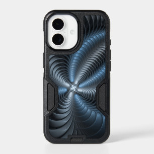 Plastic Blue Gray 3D Fractal Art Modern Abstract iPhone 17 Case