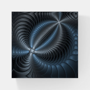Plastic Blue Gray 3D Fractal Art Modern Abstract Paperweight