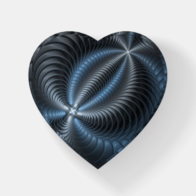 Plastic Blue Gray 3D Fractal Art Modern Abstract Paperweight (Front)