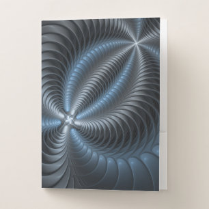 Plastic Blue Gray 3D Fractal Art Modern Abstract Pocket Folder