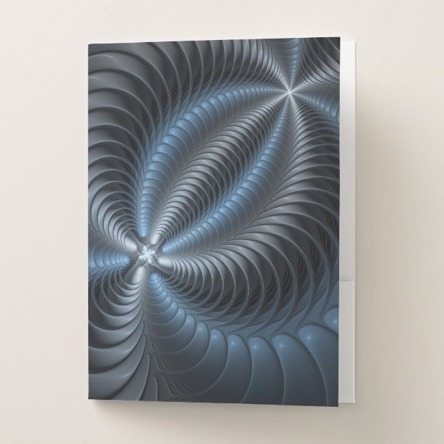 Plastic Blue Gray 3D Fractal Art Modern Abstract Pocket Folder (Front)