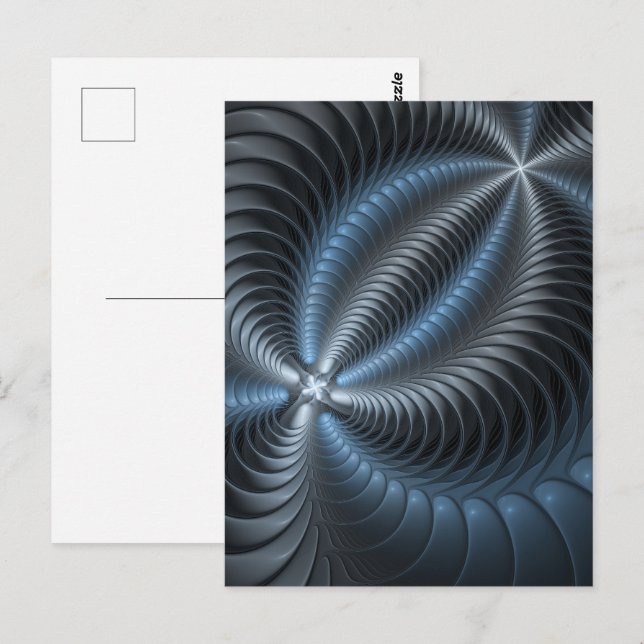 Plastic Blue Gray 3D Fractal Art Modern Abstract Postcard (Front/Back)