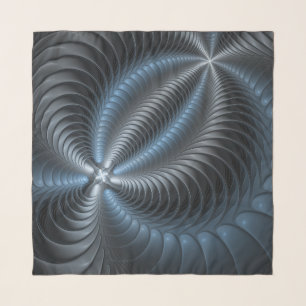 Plastic Blue Gray 3D Fractal Art Modern Abstract Scarf