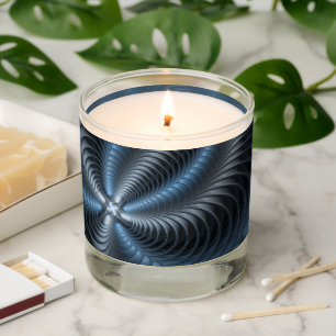 Plastic Blue Gray 3D Fractal Art Modern Abstract Scented Candle