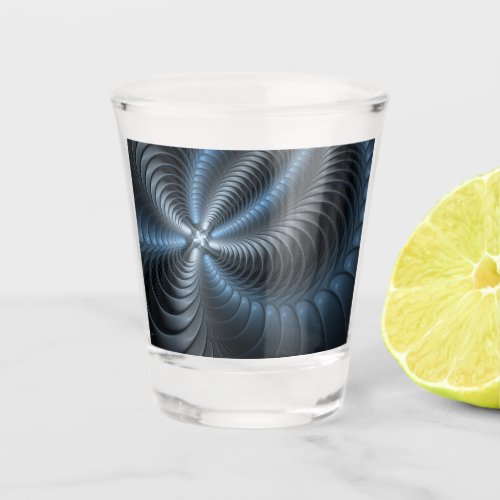 Plastic Blue Gray 3D Fractal Art Modern Abstract Shot Glass