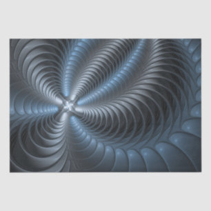 Plastic Blue Gray 3D Fractal Art Modern Abstract Tissue Paper
