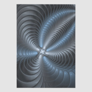 Plastic Blue Gray 3D Fractal Art Modern Abstract Tissue Paper