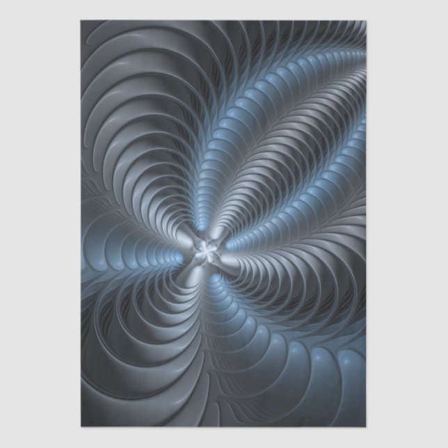 Plastic Blue Gray 3D Fractal Art Modern Abstract Tissue Paper (Front)