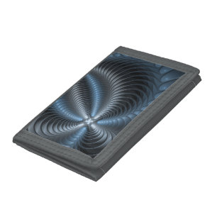 Plastic Blue Gray 3D Fractal Art Modern Abstract Tri-fold Wallet