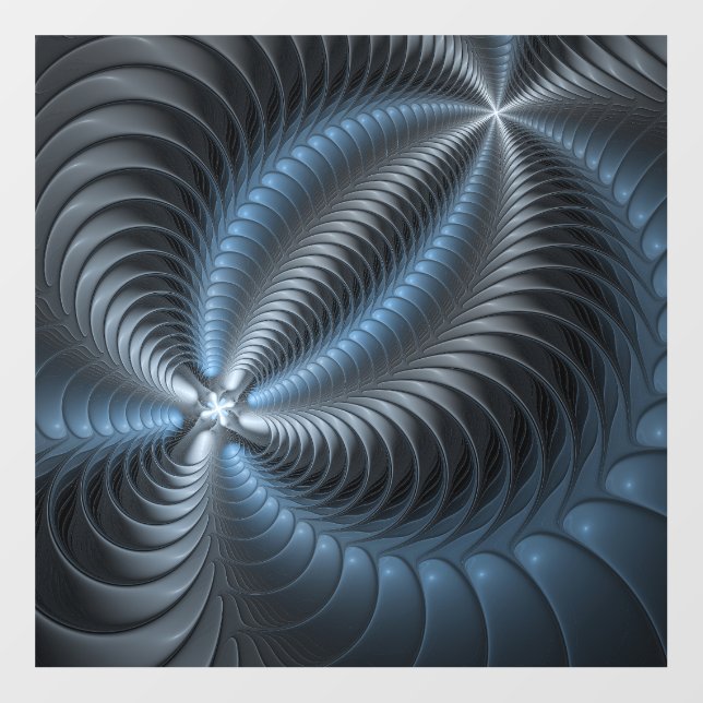 Plastic Blue Gray 3D Fractal Art Modern Abstract Wall Decal (Front)