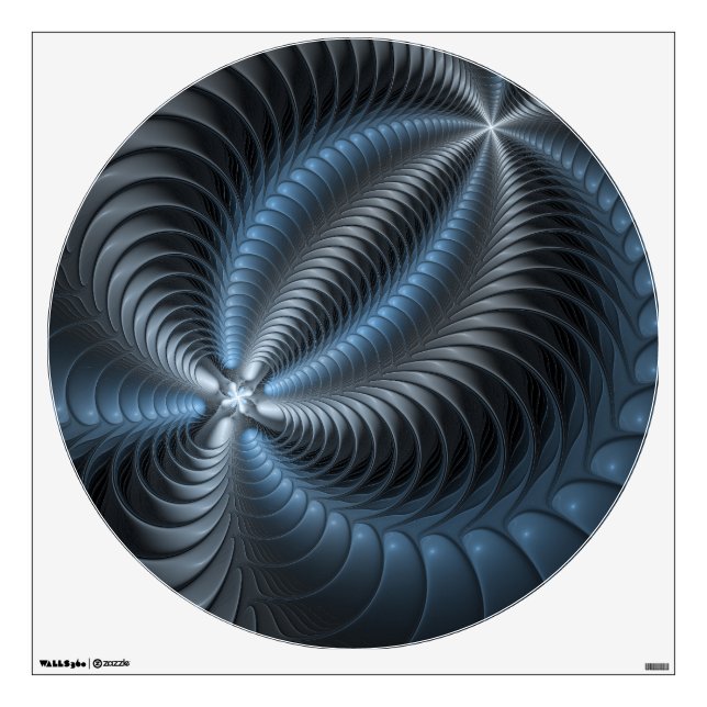 Plastic Blue Gray 3D Fractal Art Modern Abstract Wall Decal (Front)