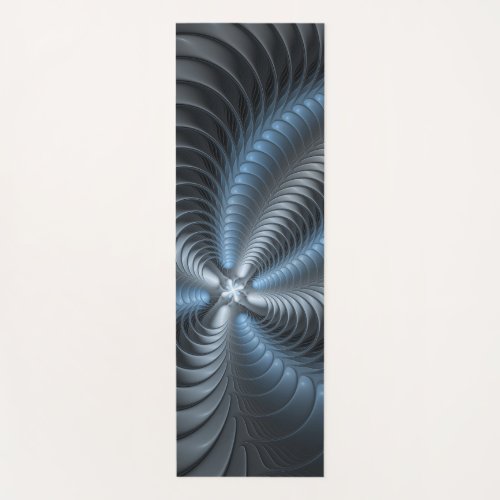 Plastic Blue Gray 3D Fractal Art Modern Abstract Yoga Mat