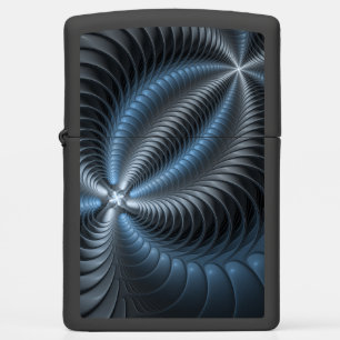 Plastic Blue Gray 3D Fractal Art Modern Abstract Zippo Lighter
