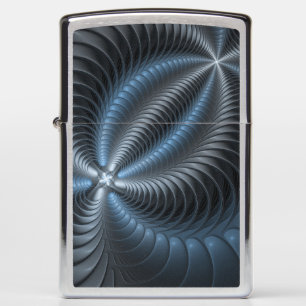 Plastic Blue Gray 3D Fractal Art Modern Abstract Zippo Lighter
