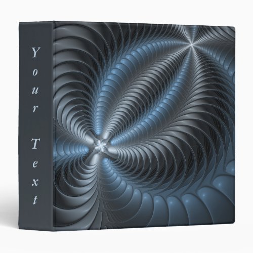 Plastic Blue Gray 3D Fractal Modern Abstract Text 3 Ring Binder