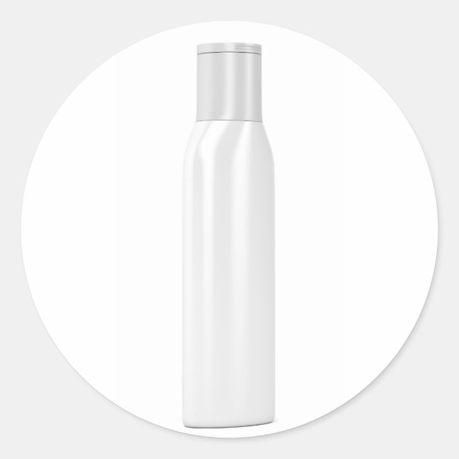 Plastic bottle for cosmetic products classic round sticker (Front)
