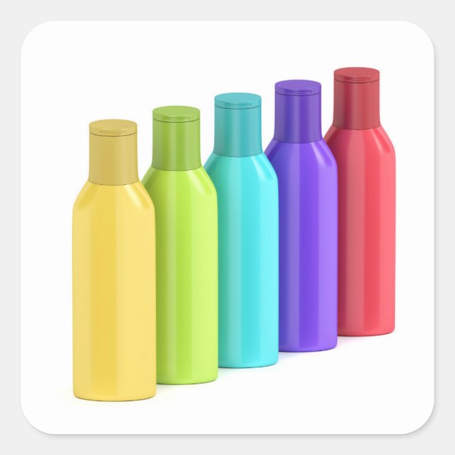 Plastic bottles for cosmetic liquids square sticker (Front)