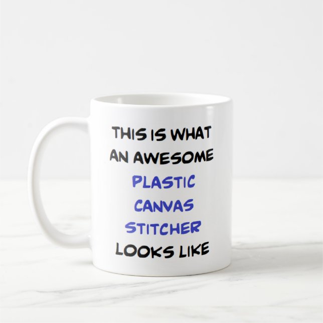 plastic canvas stitcher, awesome coffee mug (Left)