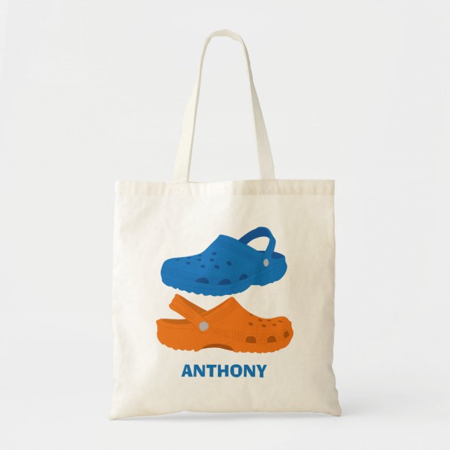 Plastic Casual Moccasin Shoes Blue and Orange Tote Bag (Front)