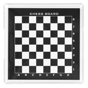 Plastic chess board with numbers and letters acrylic tray