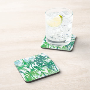 Plastic Coasters Tropical Palms