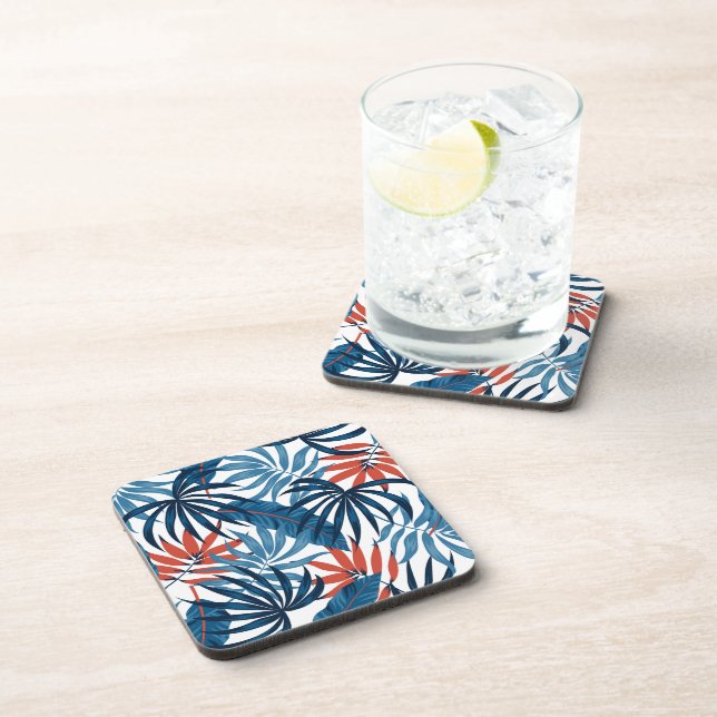 Plastic Coasters Tropical Palms Print (Right Side)