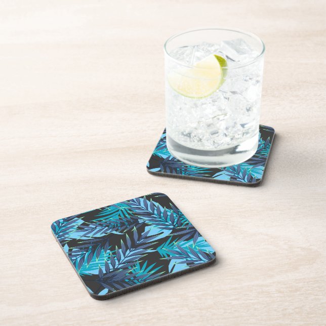 Plastic Coasters Tropical Palms Print (Right Side)