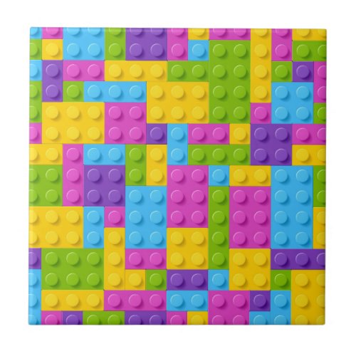 Plastic Construction Blocks Pattern Ceramic Tile