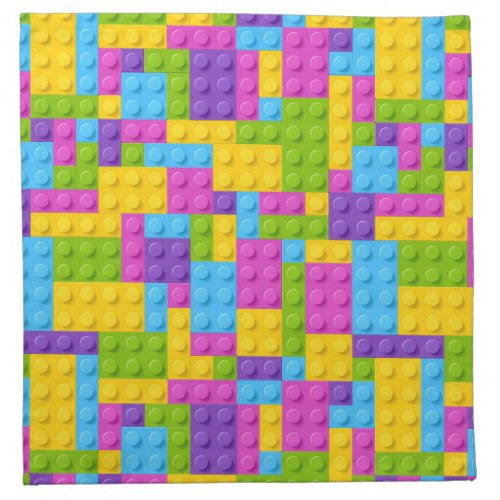 Plastic Construction Blocks Pattern Cloth Napkin