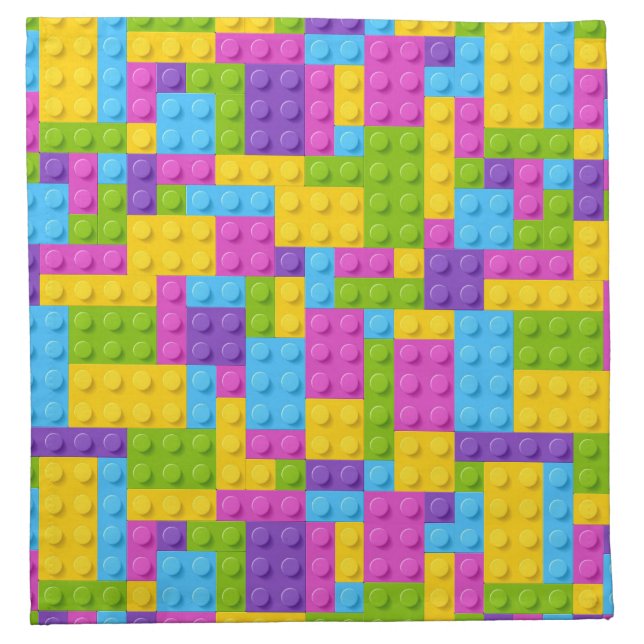 Plastic Construction Blocks Pattern Cloth Napkin (Front)