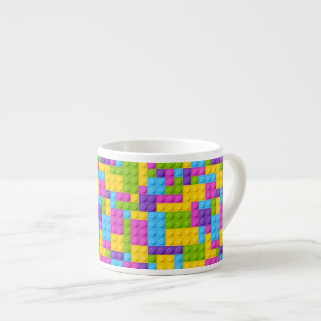 Plastic Construction Blocks Pattern Espresso Cup (Front Right)