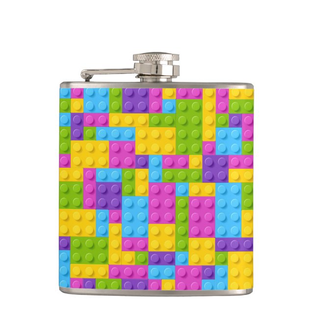 Plastic Construction Blocks Pattern Flask (Front)