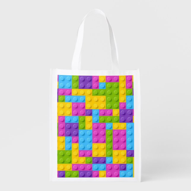 Plastic Construction Blocks Pattern Grocery Bag (Front)