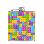 Plastic Construction Blocks Pattern Hip Flask