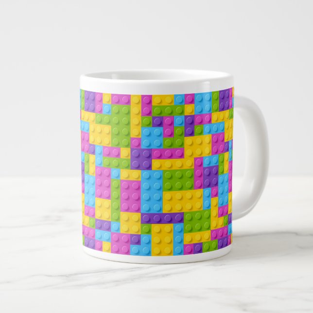 Plastic Construction Blocks Pattern Large Coffee Mug (Front Right)