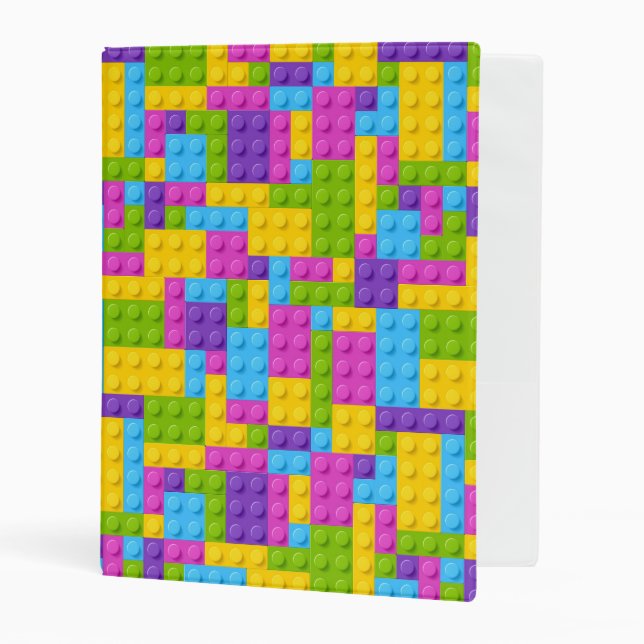 Plastic Construction Blocks Pattern Mini Binder (Front/Inside)