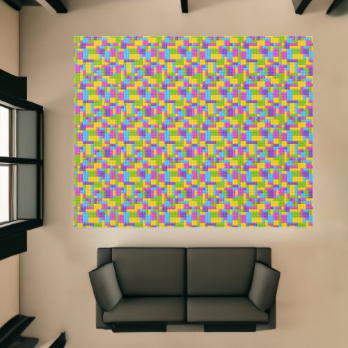 Plastic Construction Blocks Pattern Rug