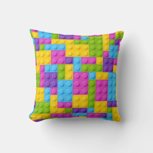 Plastic Construction Blocks Pattern Throw Pillow