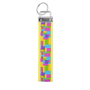 Plastic Construction Blocks Pattern Wrist Keychain