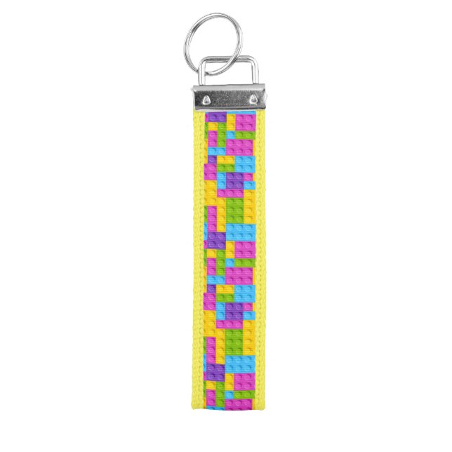 Plastic Construction Blocks Pattern Wrist Keychain (Keys on Top)