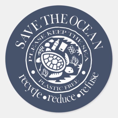 Plastic Free Earth Day Classic Round Sticker