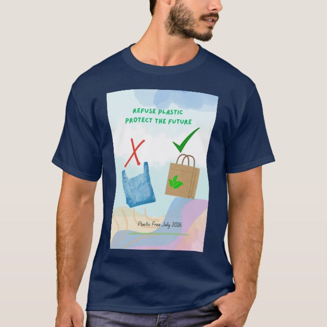 Plastic Free July 2026 T-Shirt (Front)