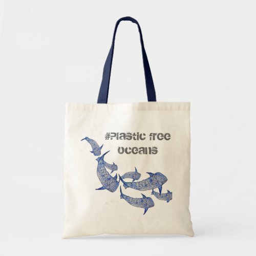 Plastic free oceans whale shark tote bag