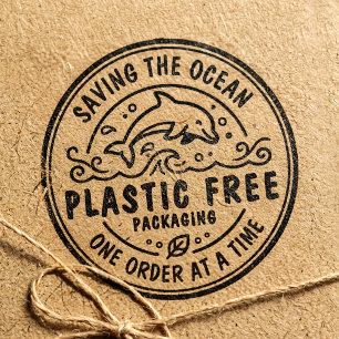 Plastic Free Packaging Dolphin Save The Ocean Rubber Stamp