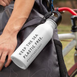 Plastic Free | Sea Pollution Save The Planet Stainless Steel Water Bottle<br><div class="desc">Simple,  stylish "Keep the sea plastic free" & "#savetheplanet" custom quote art design in modern minimalist typography. The perfect gift or accessory to spread awareness of environmental issues. #environment #sustainability #climatechange #ecofriendly #savetheplanet #zerowaste #earth #sustainable #gogreen #recycle #eco #plasticfree #environmentallyfriendly #sustainableliving #globalwarming #climate #pollution #reuse #conservation</div>
