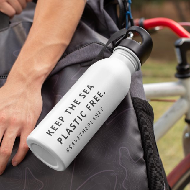 Plastic Free | Sea Pollution Save The Planet Stainless Steel Water Bottle (Creator Uploaded)