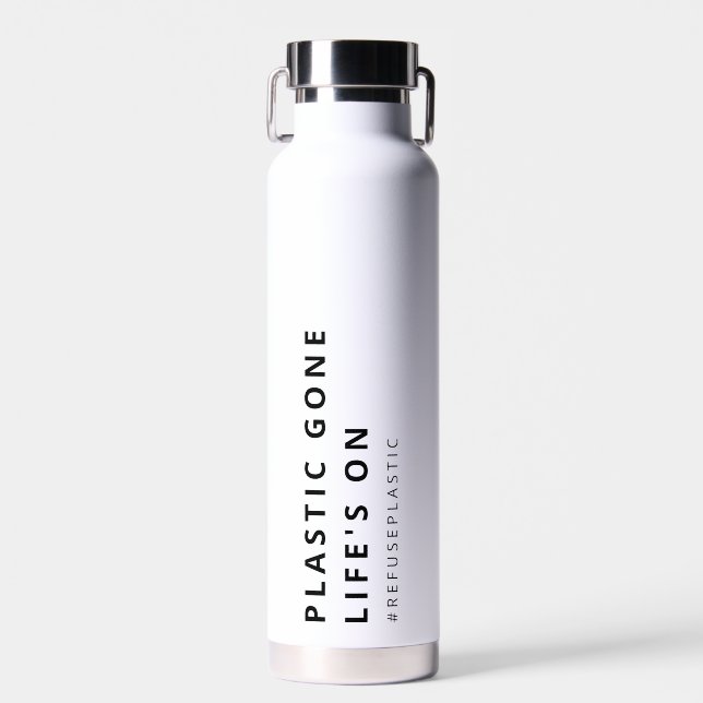 PLASTIC GONE, LIFE'S ON SAVE PLANET SEA TURTLE WATER BOTTLE (Front)