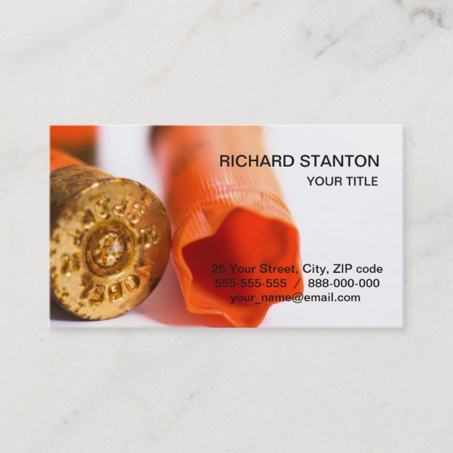 Plastic hunt cartriges business card (Front)