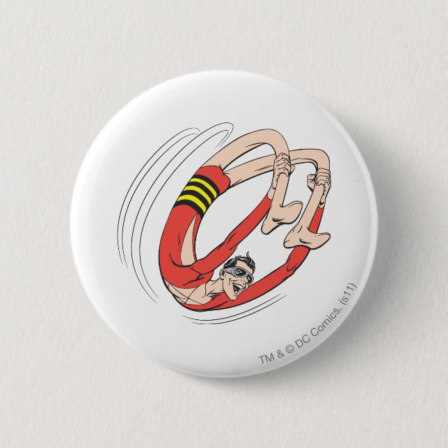 Plastic Man Backbend Wheel Pinback Button (Front)